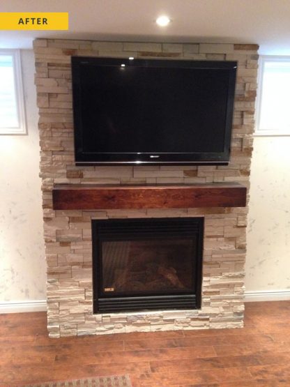 Stone facing, fireplace - after