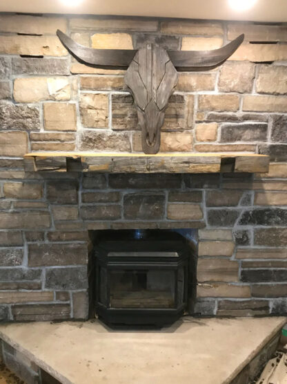 fireplace, stone veneer
