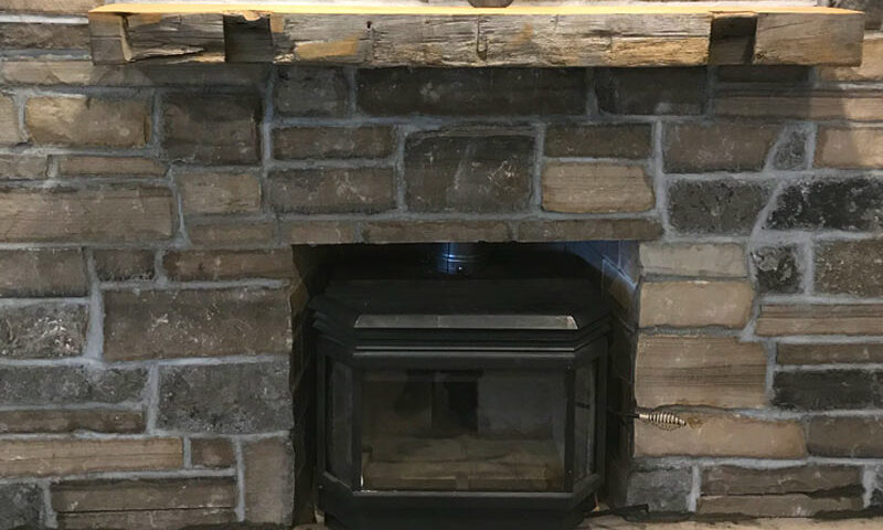 fireplace, stone veneer